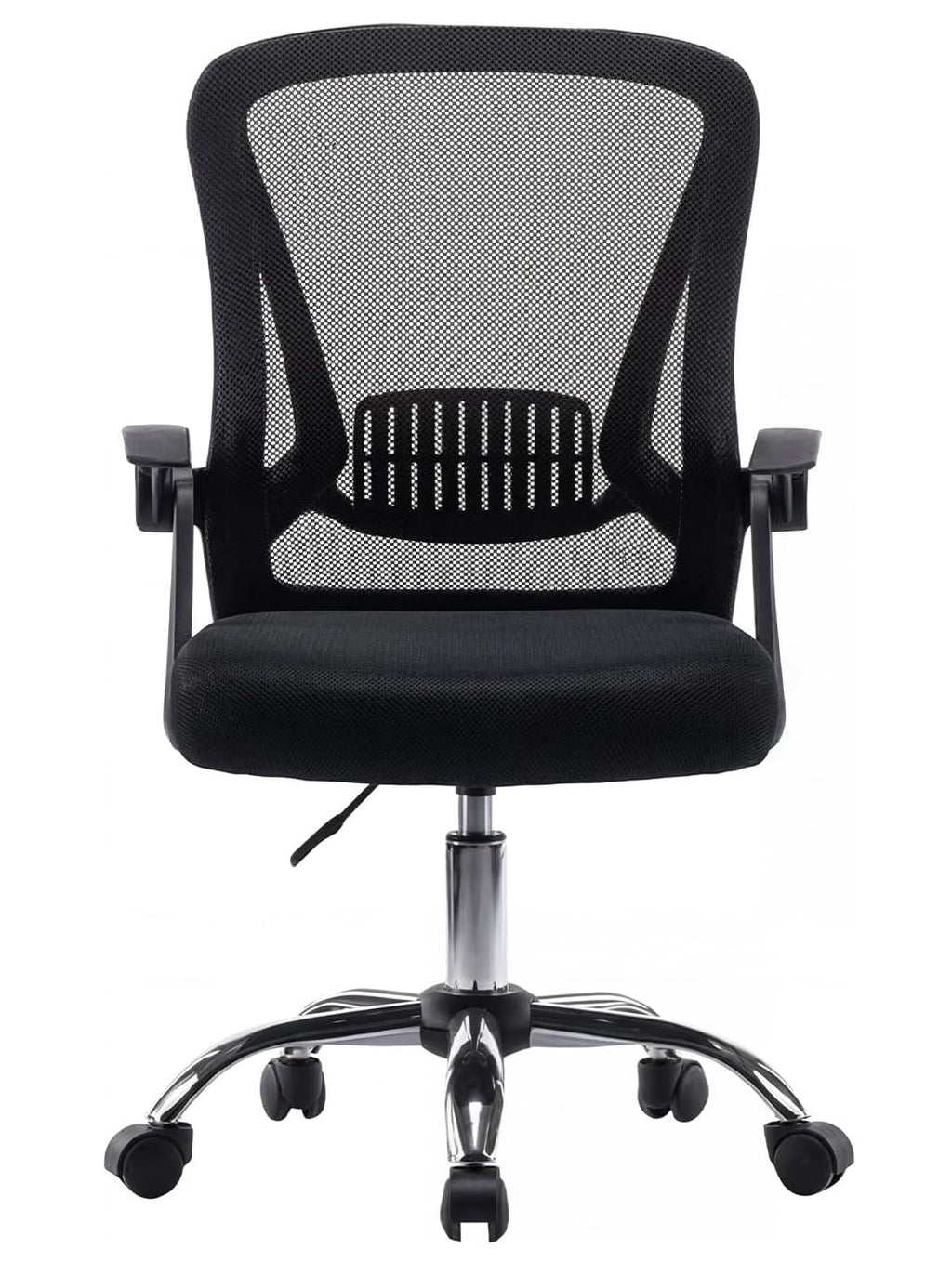 Office Chair Flip-up Armrest Managerial Desk Chair Mesh Back Gas Lift Swivel Chair (Black)