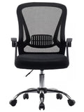 Office Chair Flip-up Armrest Managerial Desk Chair Mesh Back Gas Lift Swivel Chair (Black)